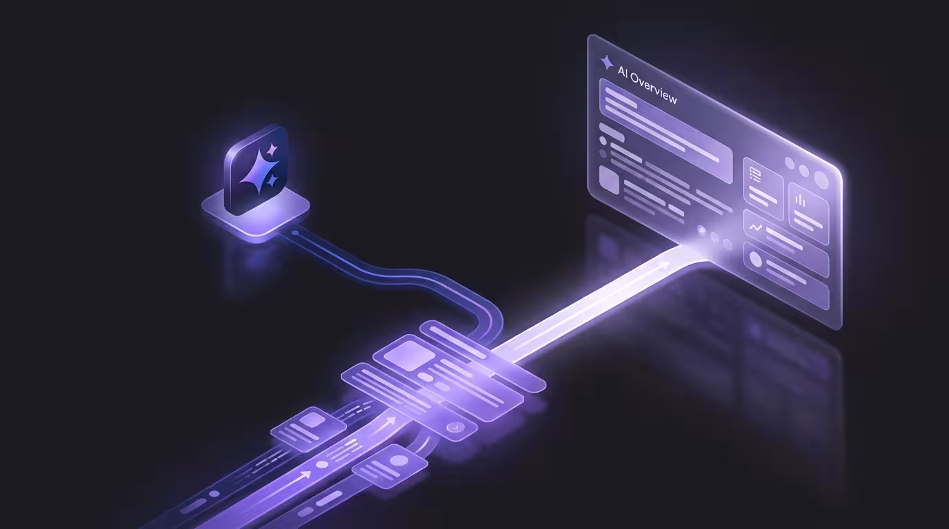 Illustration showing Google search results splitting into two separate paths, one leading to AI Overviews and AI Mode, the other to a disconnected Gemini app node, representing that opting out of Search AI features does not exclude content from the Gemini app